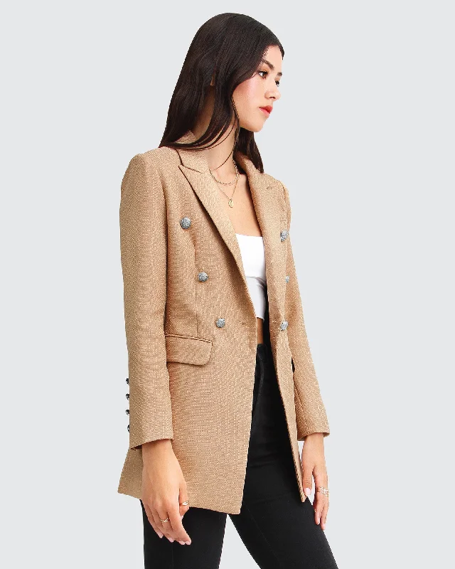 Princess Polina Textured Weave Blazer - Camel