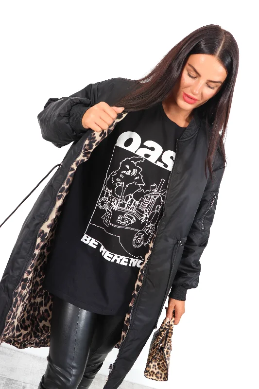 Two Good To Be True - Black Leopard Reversible Draw String Jacket