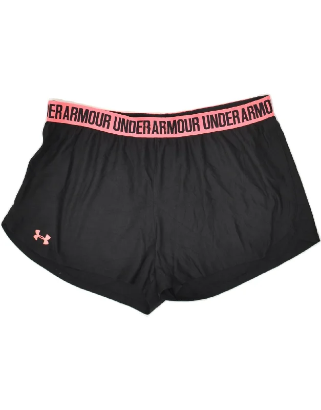 UNDER ARMOUR Womens Graphic Sport Shorts UK 18 XL Black Polyester