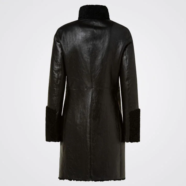 Women’s Black Reversible Shearling Leather Coat