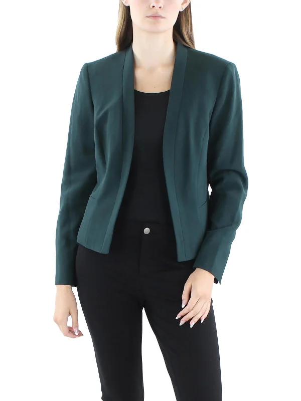 Womens Crop Polyester Open-Front Blazer