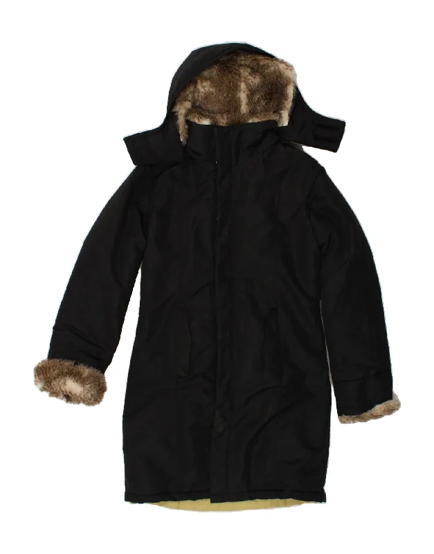 WOOLRICH Womens Hooded Padded Coat UK 10 Small Black