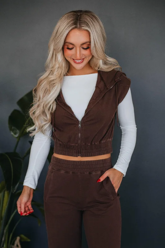 Zienna Hooded Vest - Chocolate