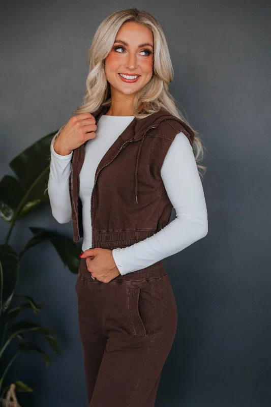 Zienna Hooded Vest - Chocolate