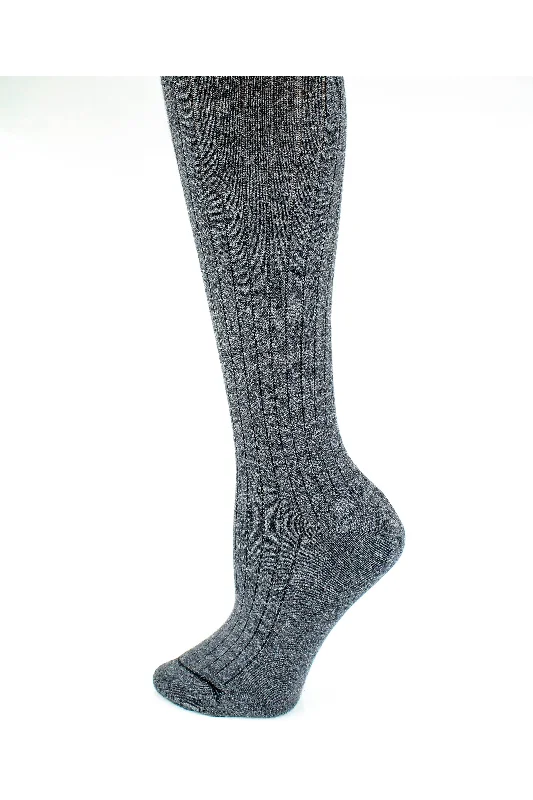 Merino Wool Tights Graphite Mix Ribbed