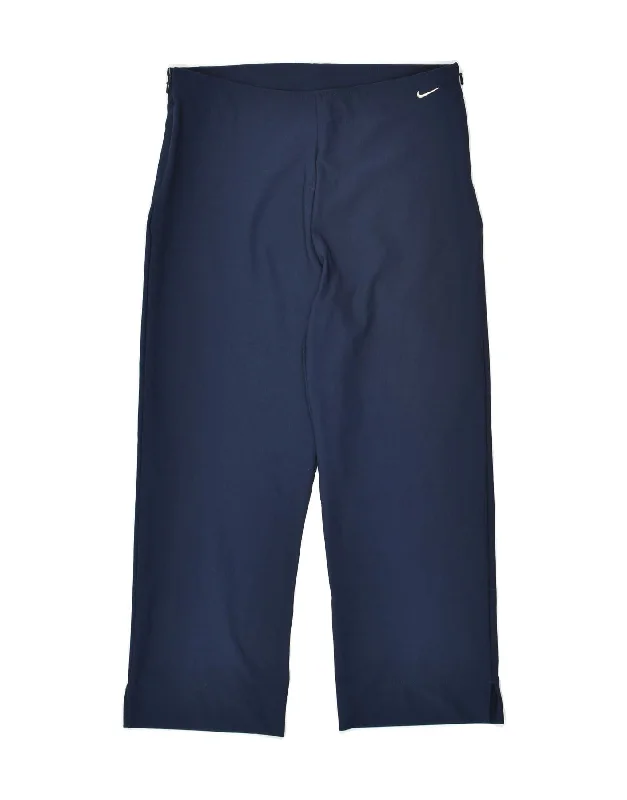 NIKE Womens Dri Fit Tracksuit Trousers US 8/10 Medium Navy Blue Polyester