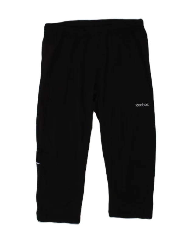 REEBOK Womens Capri Tracksuit Trousers UK 14 Large Black Polyester