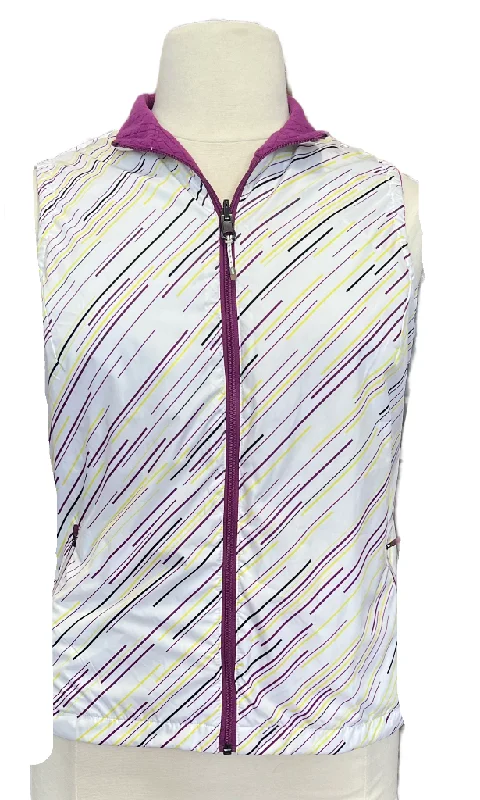 Women's Antigua White & Purple Reversible Golf Vest Size L