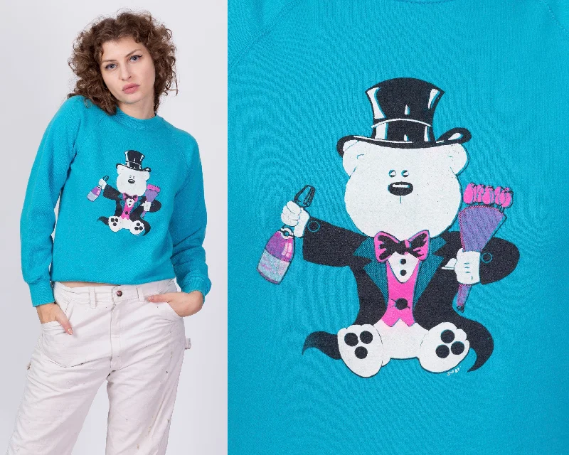 80s Romantic Teddy Bear Sweatshirt - Small