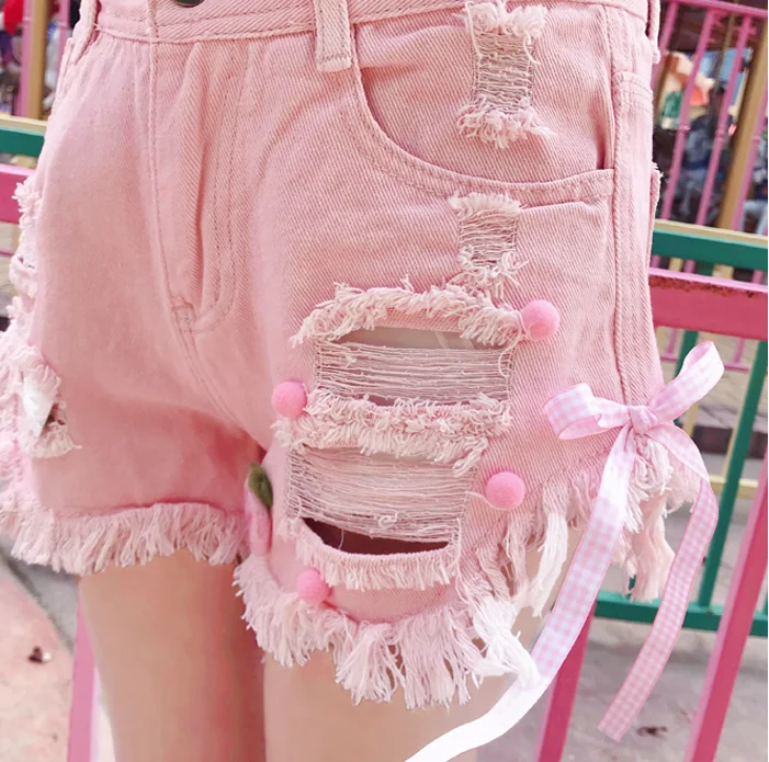 Cute flower hole shorts yv42322