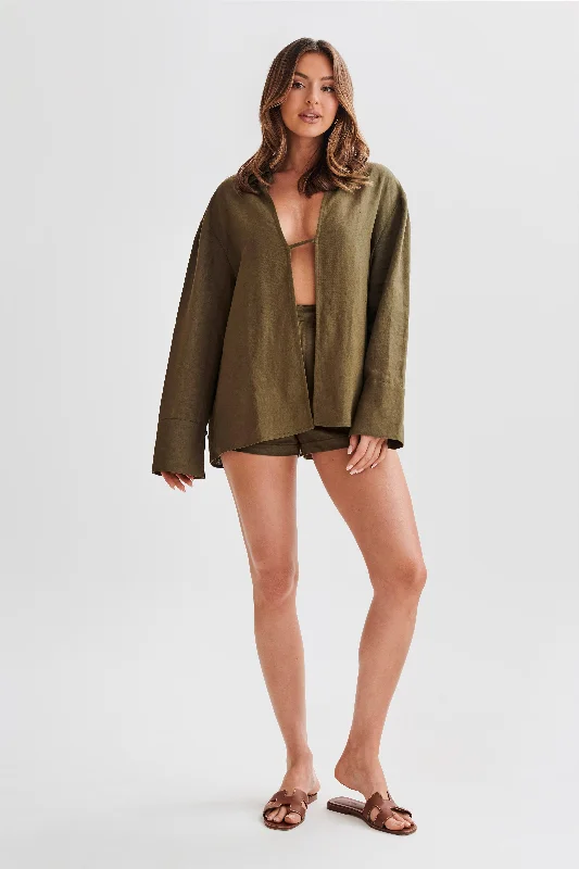 Jadri Linen Shorts - Khaki