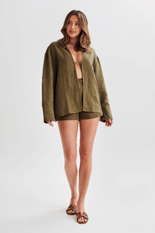 Jadri Linen Shorts - Khaki