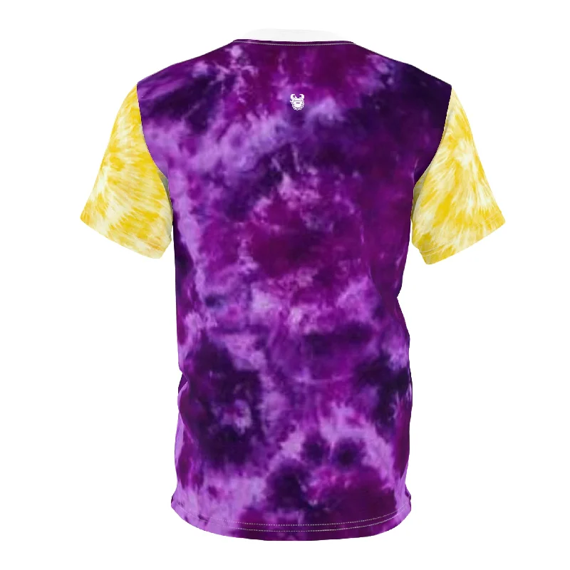 Unisex Cut & Sew Tee - Purple/Gold Tie-Dye - Eat. Sleep. Repeat.