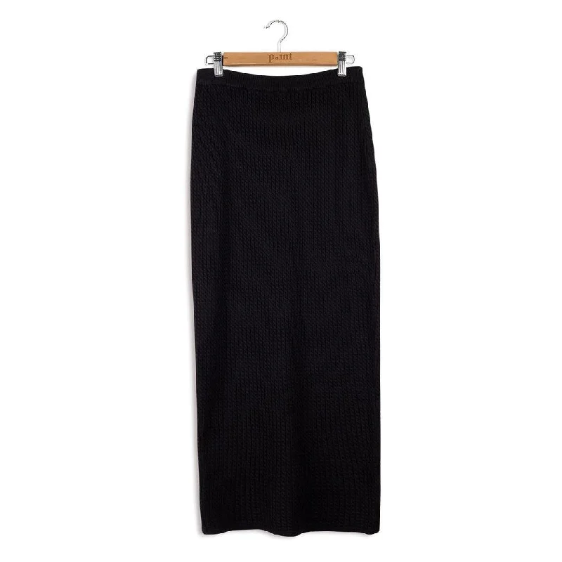 Point Cableknit Straight Maxi Skirt