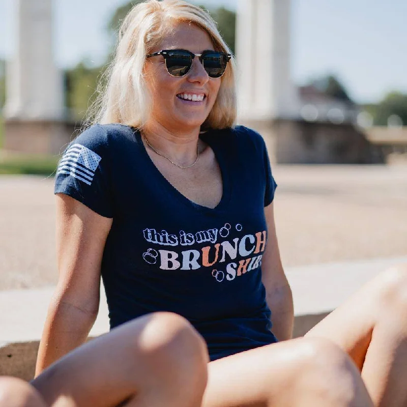 Women's My Brunch Shirt V-Neck - Midnight Navy