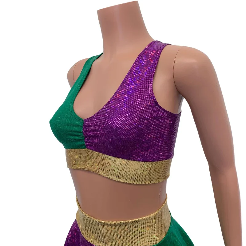 Mardi Gras Scrunch Crop Top Bralette