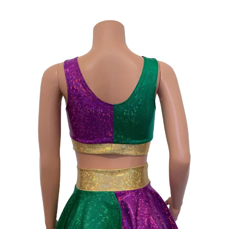 Mardi Gras Scrunch Crop Top Bralette