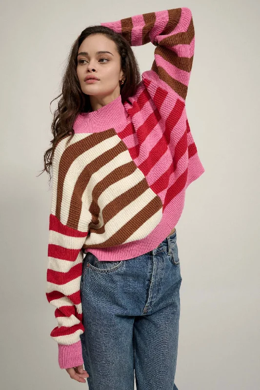 Common Ground Mockneck Colorblock Striped Sweater