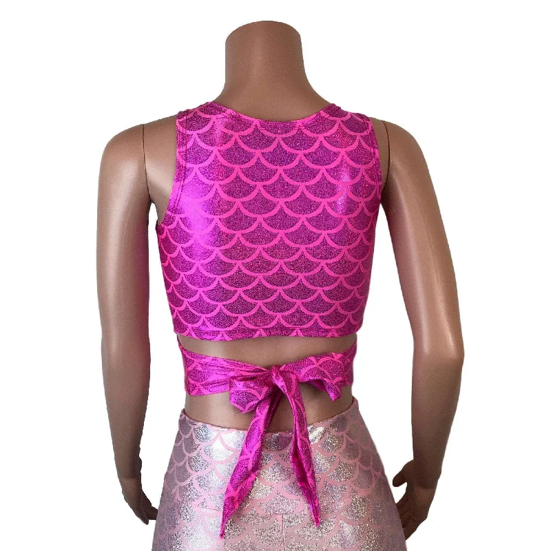 Crop Wrap Top - Hot Pink Mermaid - Choose Sleeve Length