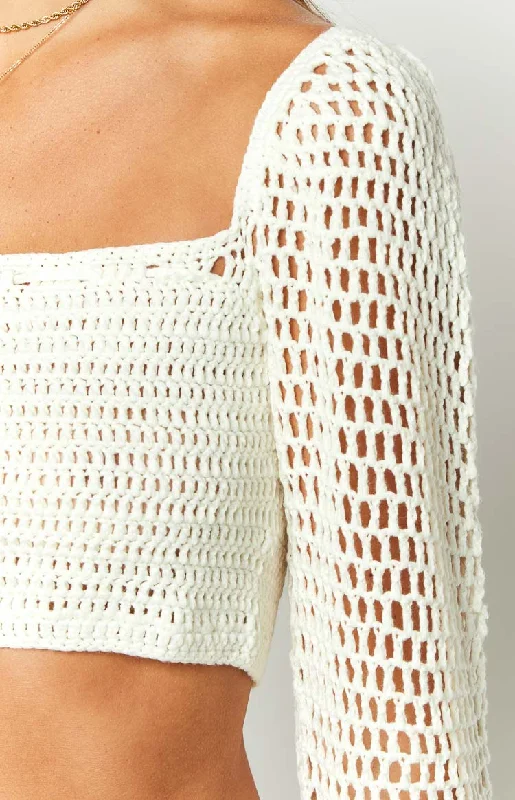 Dally White Crochet Crop Top