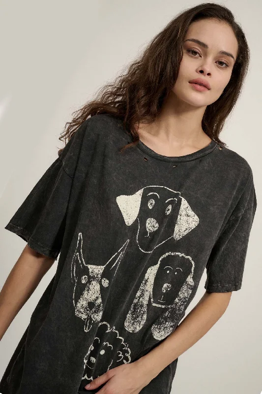 Dog Days Distressed Oversize Graphic Tee