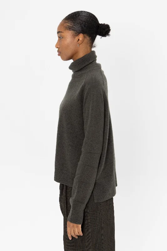 High Neck Side Slit Turtleneck, Woods