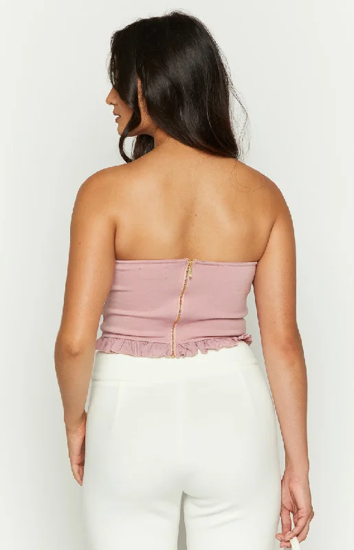 Florah Pink Ruffle Tube Top