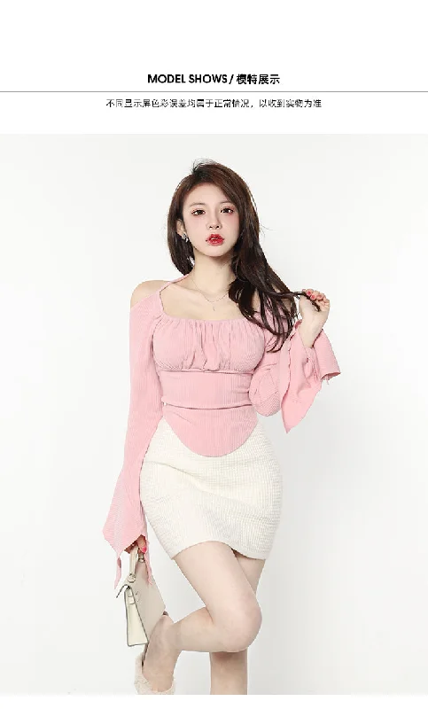 Haven Solid Color Pink Long Sleeve Slim Top