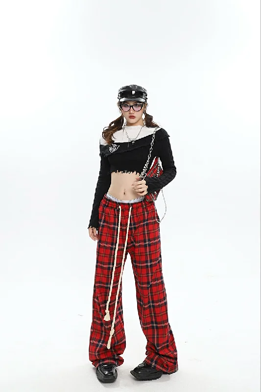 Jane Patchwork Turtleneck Slim Knitted Long Sleeve Cropped Top