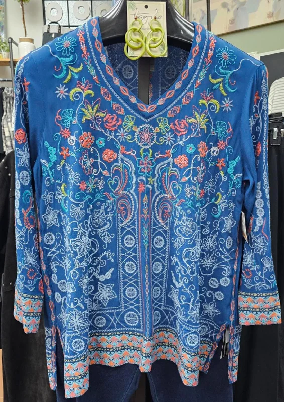 Womens  blue embroidered shirt