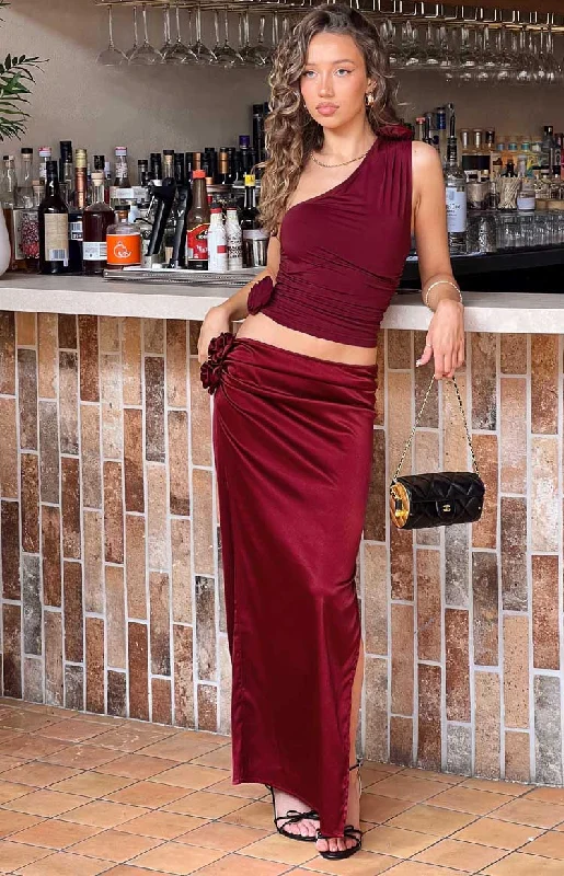 Lioness Soul Mate Burgundy Maxi Skirt