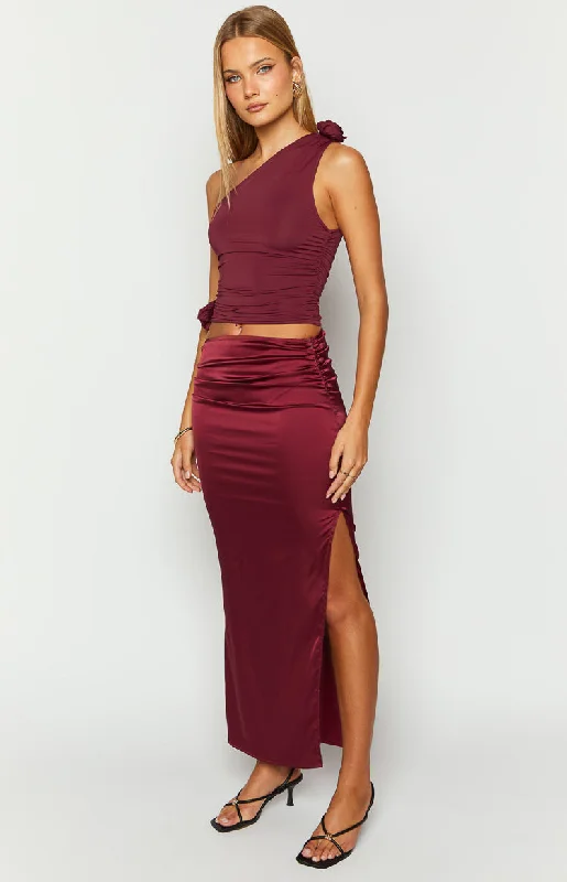 Lioness Soul Mate Burgundy Maxi Skirt