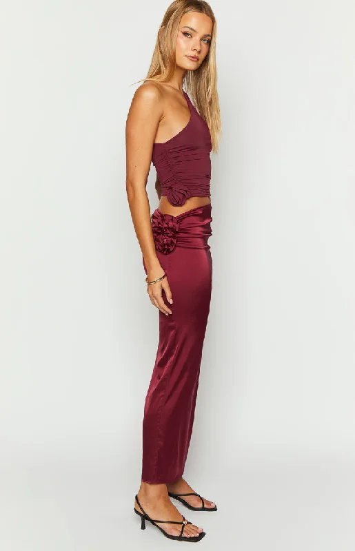 Lioness Soul Mate Burgundy Maxi Skirt