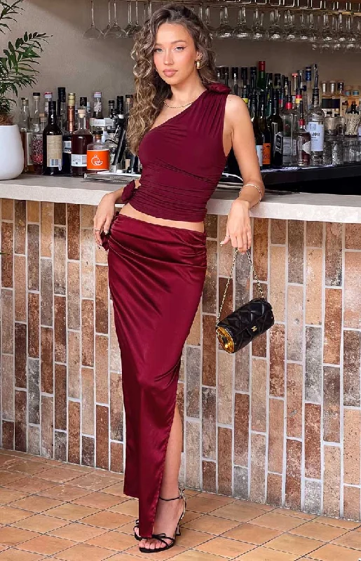 Lioness Soul Mate Burgundy Maxi Skirt