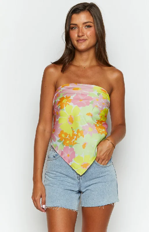 Mykonos Yellow Floral Scarf Top