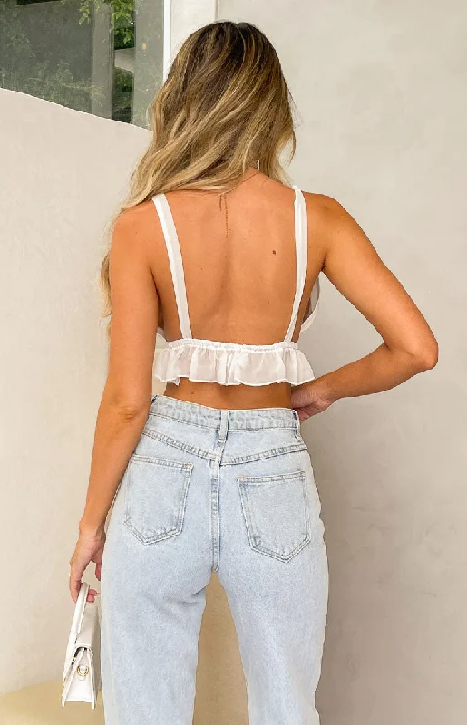 Poppy White Crop Top