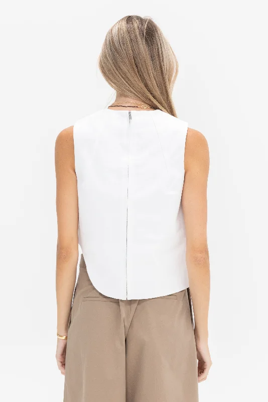 Sleeveless Sculpted Top, White