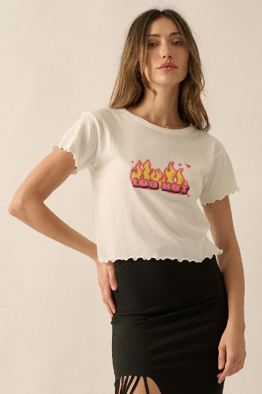 Too Hot Cropped Lettuce-Edge Graphic Baby Tee