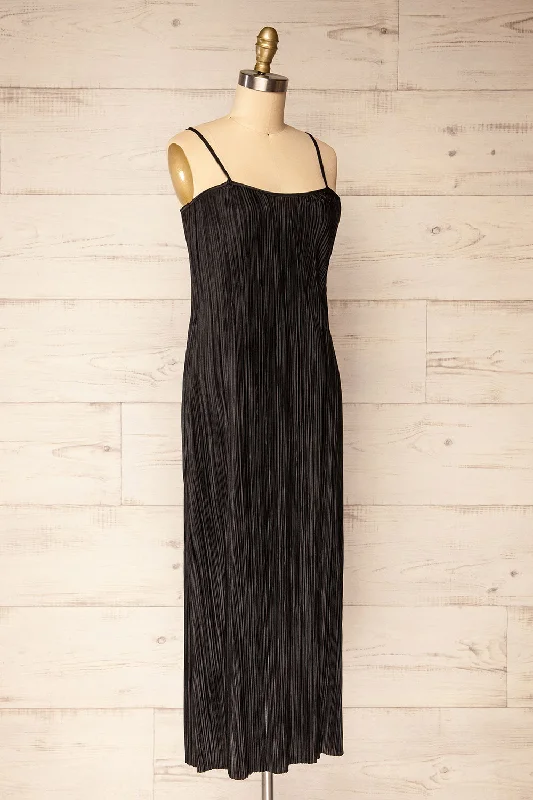 Cordoba Black | Pleated Midi Dress