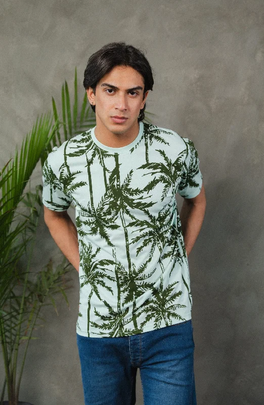 Mint Green All Over Printed Tee Shirt