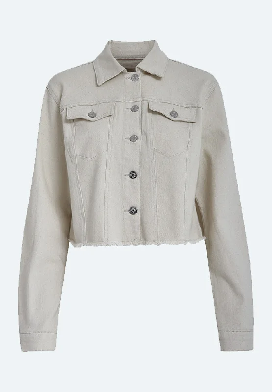 PCFione Cropped Denim Blazer - Seedpearl Cream