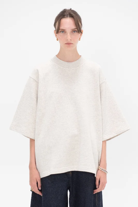 Thebe Short Sleeved Sweatshirt, Pearl Melange