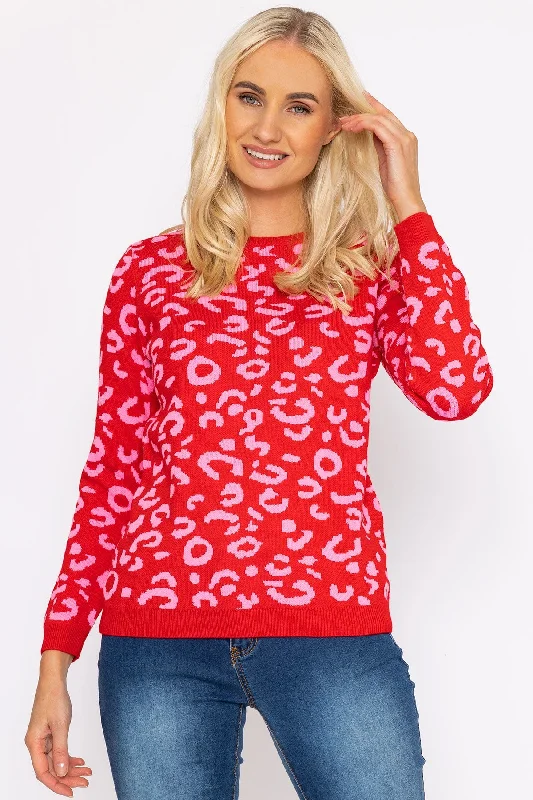 Animal Print Jumper in Pink