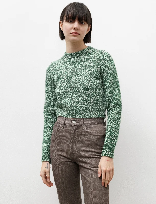 Silk Wool Camel Mix Short Pullover Green