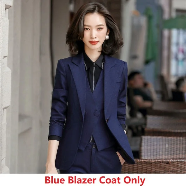 Blue Coat Only Formal Uniform Design Work Wear Suit for Women