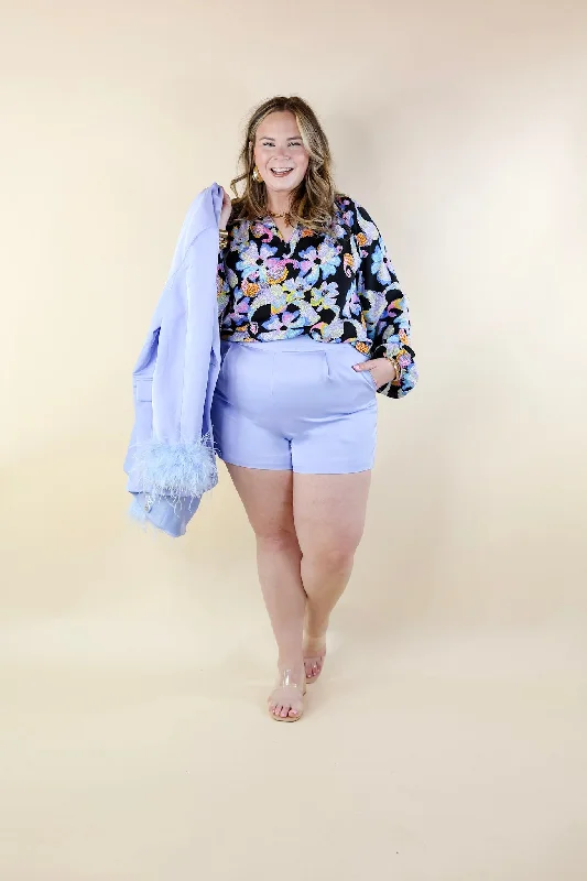 BuddyLove | Renzo High-Waisted Shorts in Blue