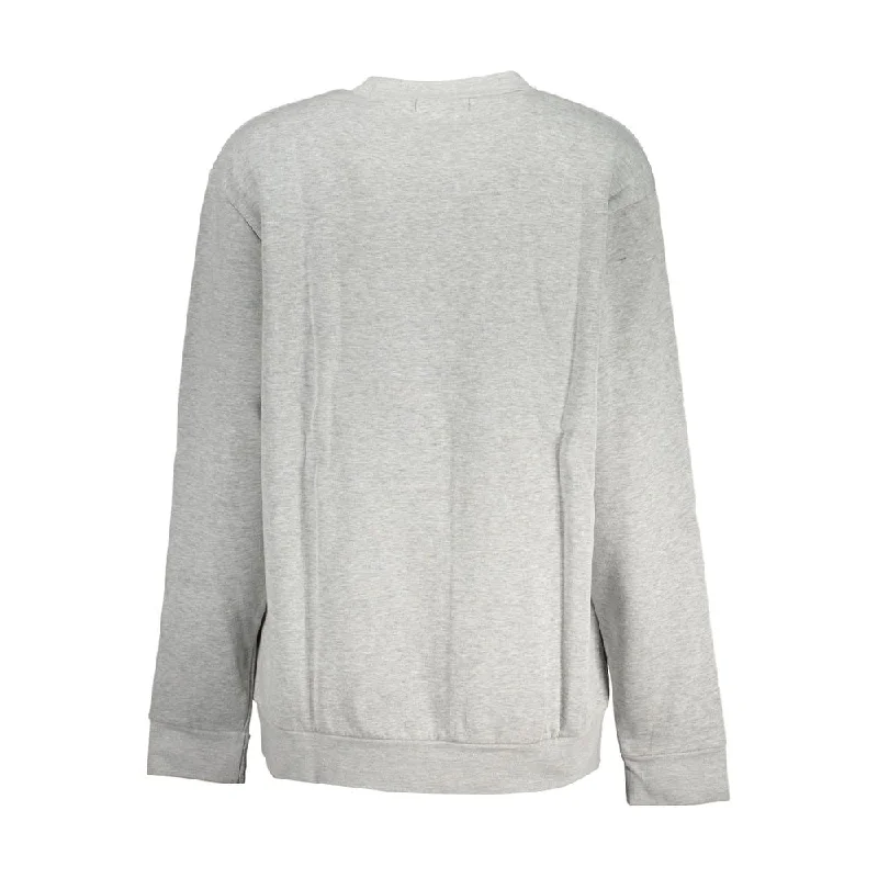 Chic Gray Crew Neck Fleece Sweatshirt