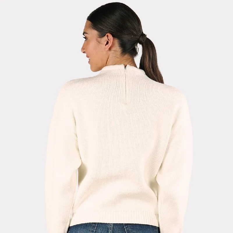 Cozy Funnel Neck Pullover Sweater (Off White)