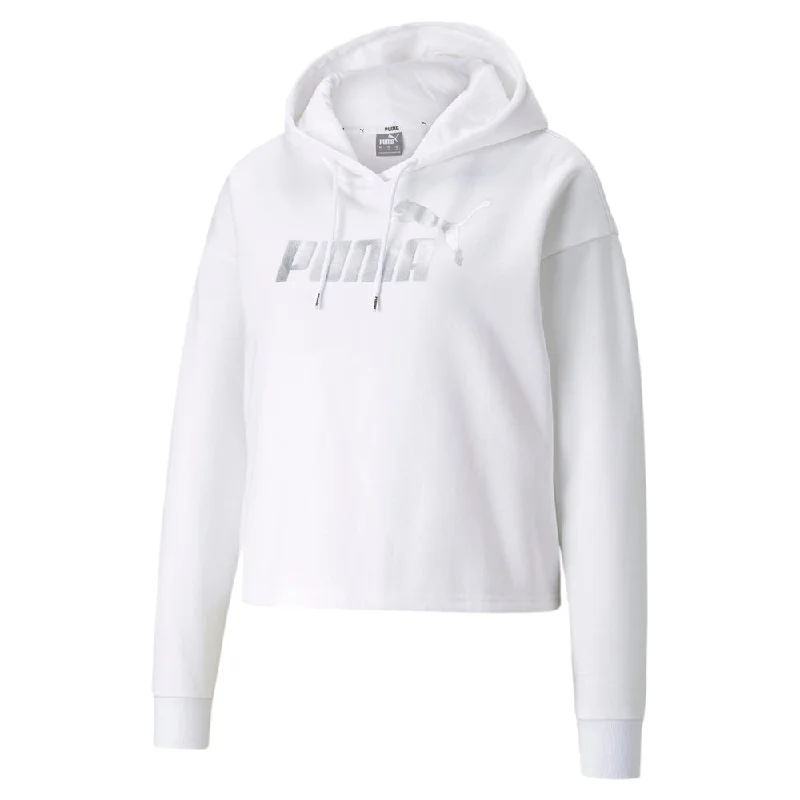 Essential Cropped Metallic Logo Pullover Hoodie