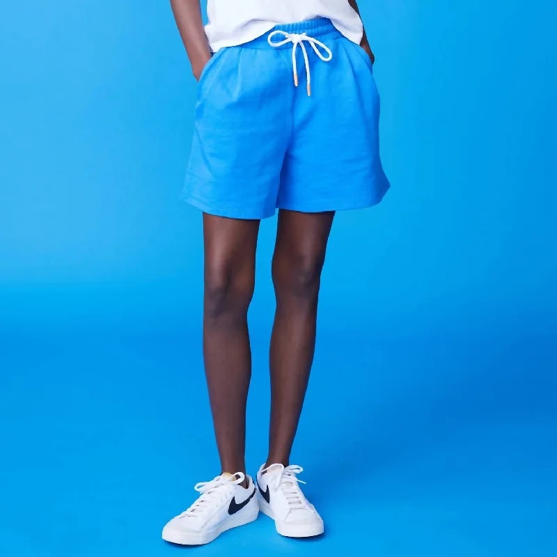 Flared Sweat Short In Cerulean